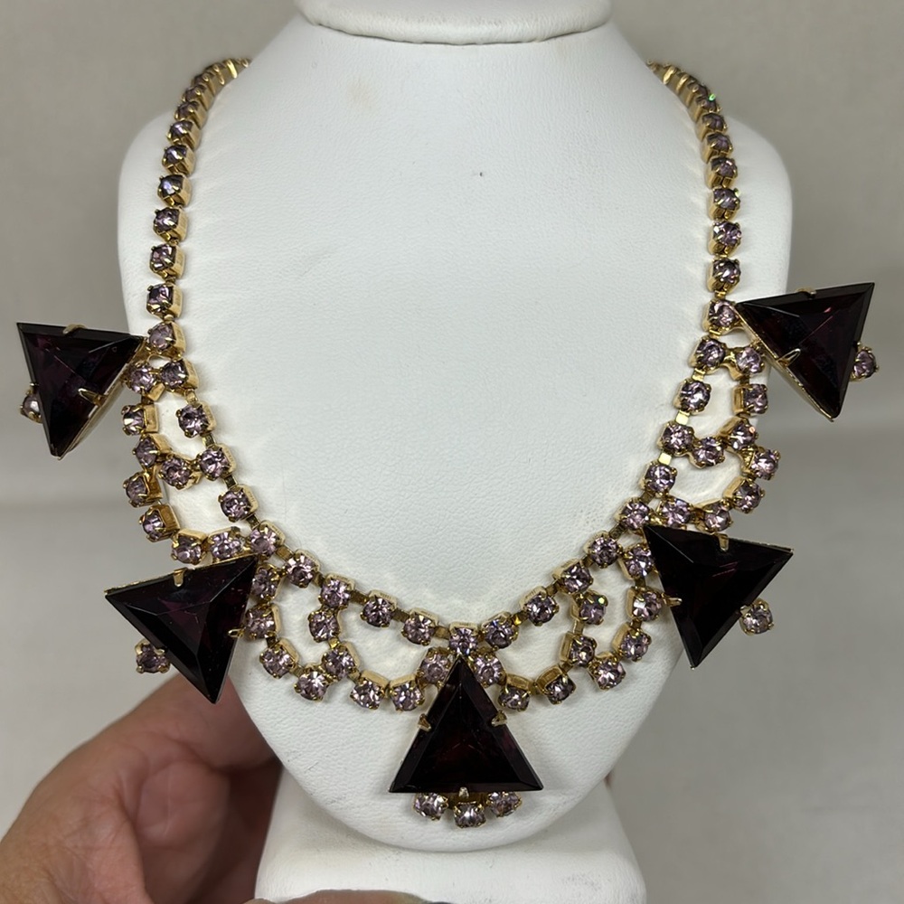 Stunning And Unique Purple Triangular Rhinestone … - image 3